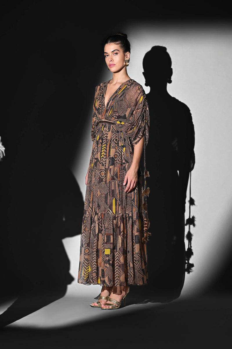GEOMETRIC CANARY MIDI DRESS