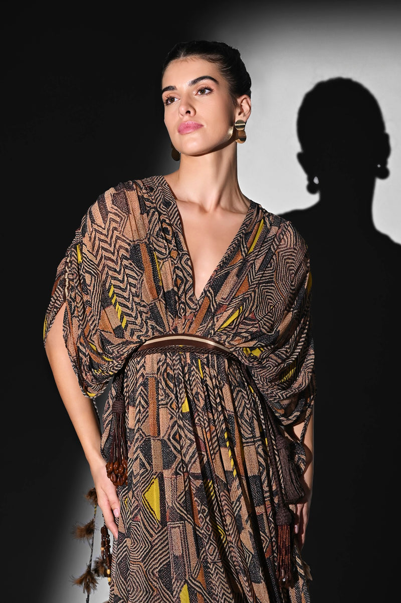 GEOMETRIC CANARY MIDI DRESS
