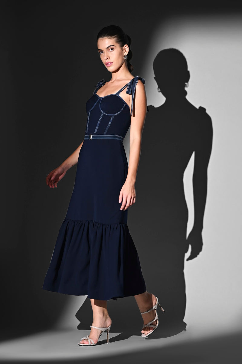INDIGO BLUE CORSET TIE UP DRESS