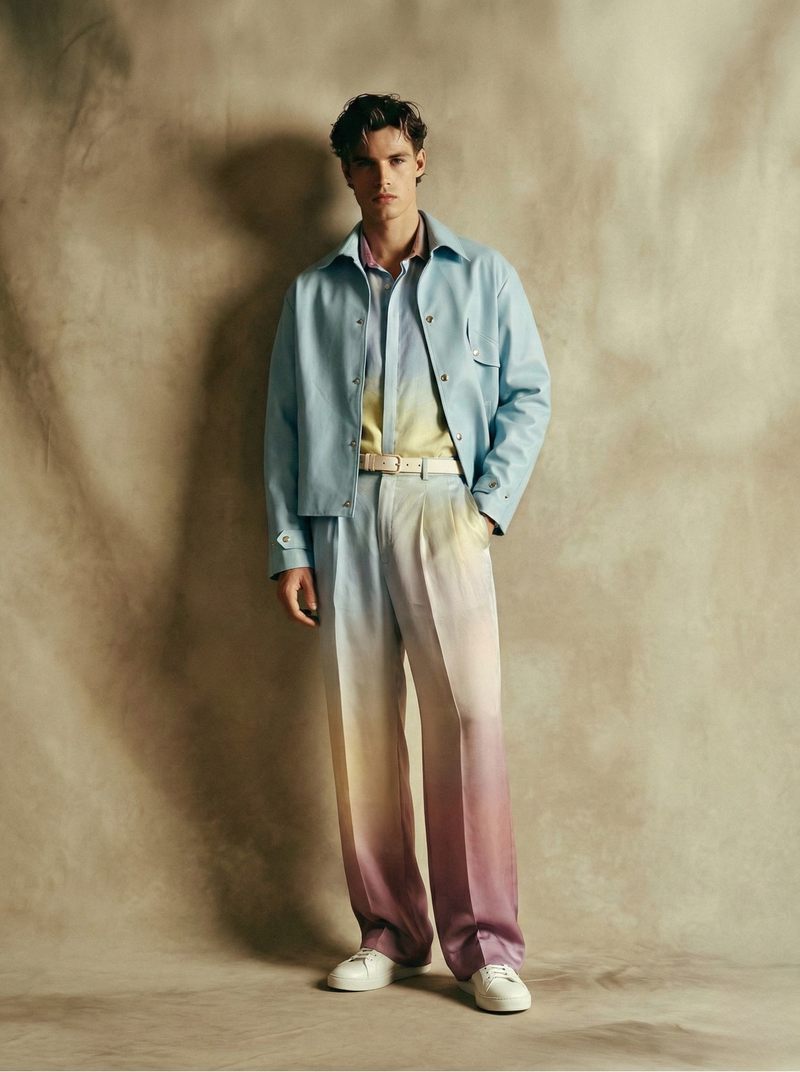 POWDER BLUE DIFFUSED PRINT PURE SILK CO-ORD SET – Nikita Mhaisalkar