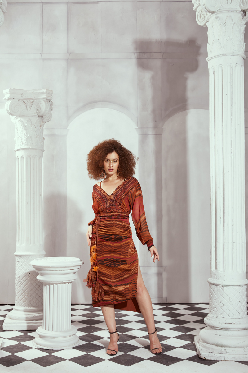 Tangerine Byzantine Asymetric Skirt