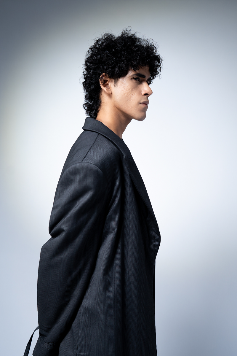 GREY LUXE SUITING TRENCH COAT