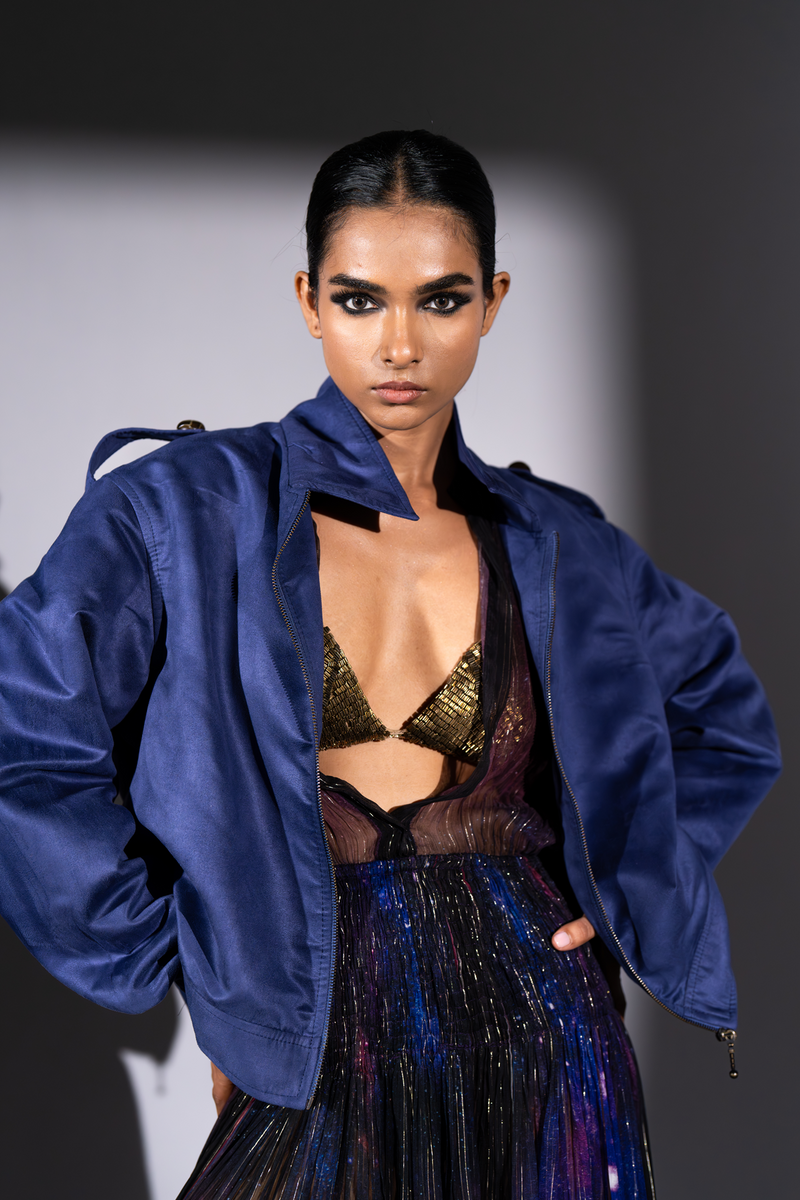 PURPLE FAUX SUEDE BOMBER