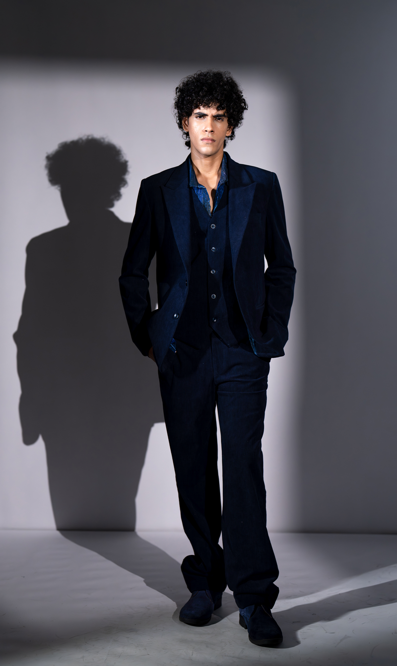 NAVY BLUE CORDUROY PANTSUIT