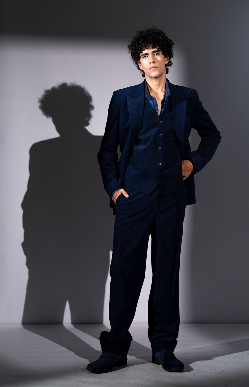 NAVY BLUE CORDUROY PANTSUIT