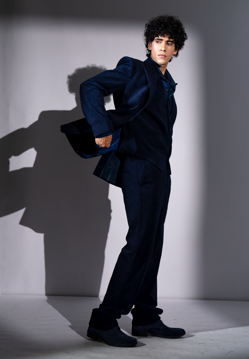 NAVY BLUE CORDUROY PANTSUIT