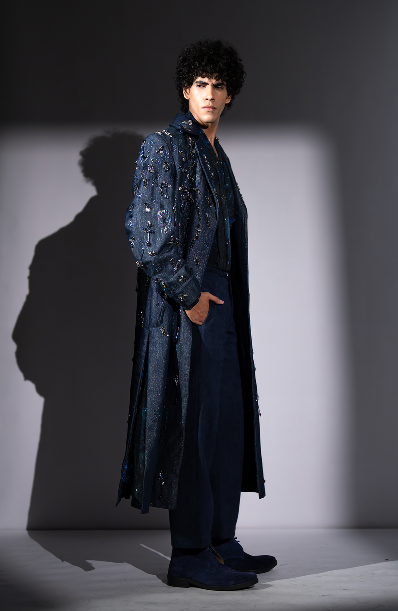 STAR DENIM TRENCH WITH ROCKSTAR EMBROIDERY