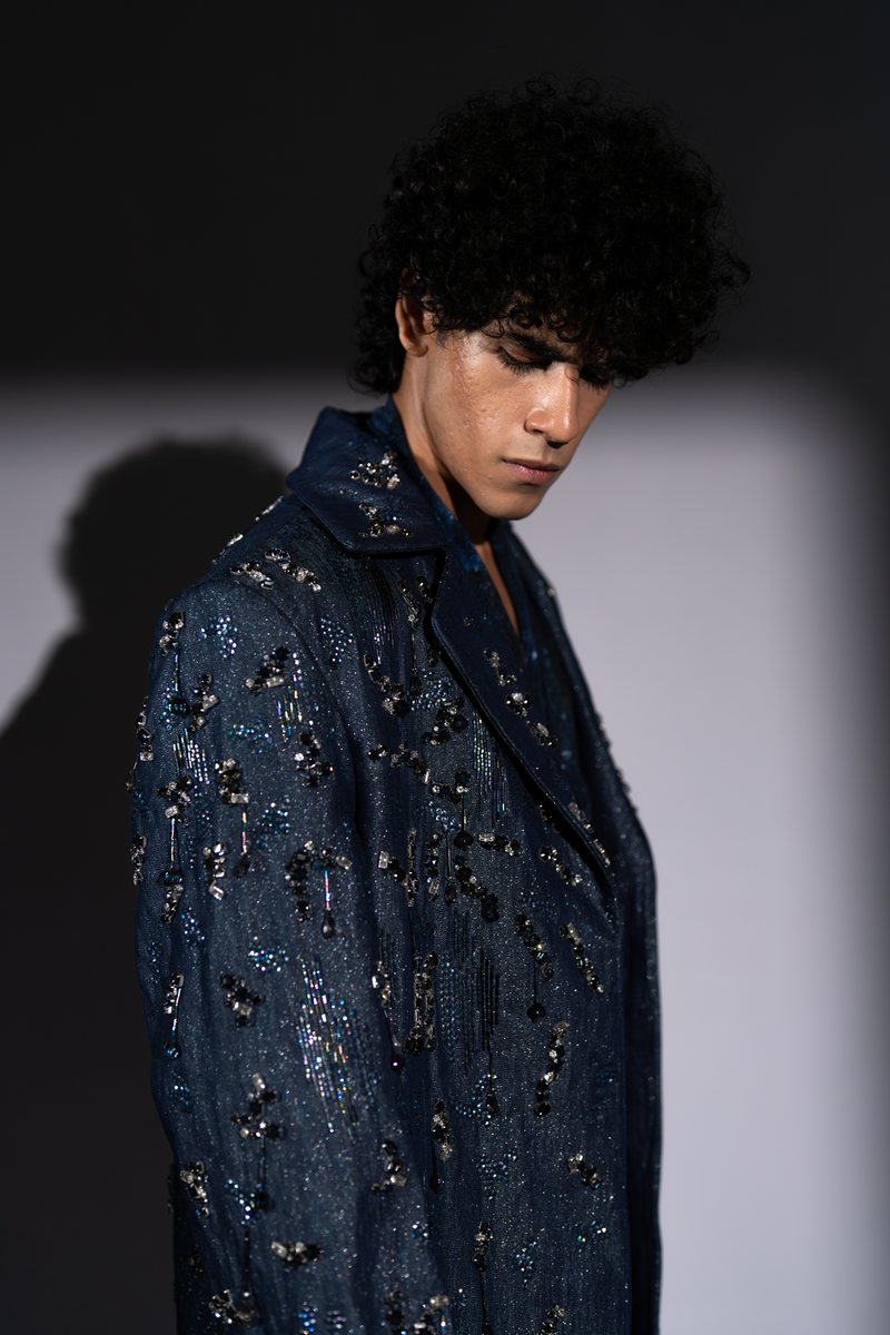 STAR DENIM TRENCH WITH ROCKSTAR EMBROIDERY