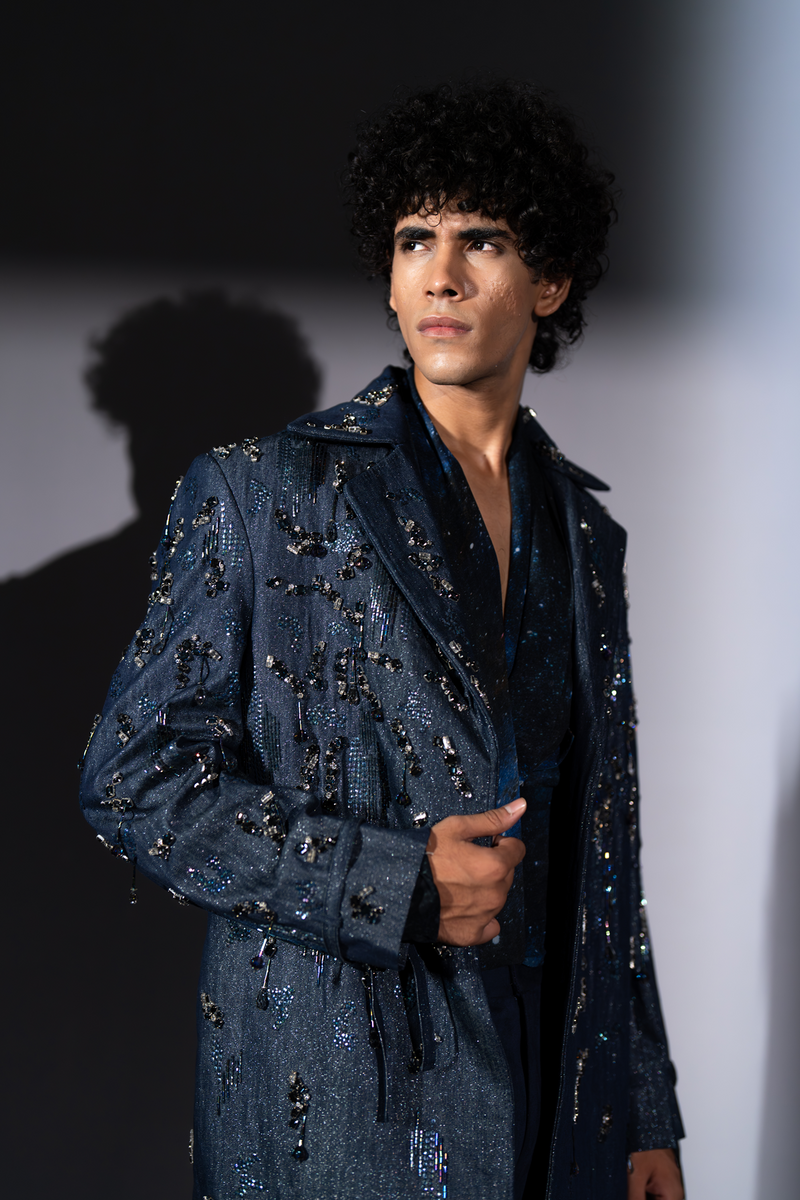 BLUE GALAXY PRINT SHIRT