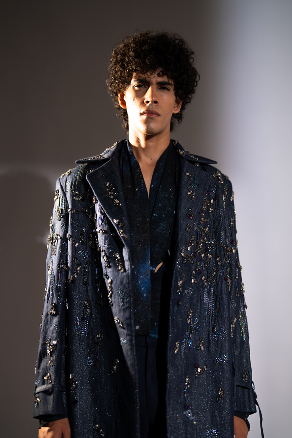 BLUE GALAXY PRINT SHIRT