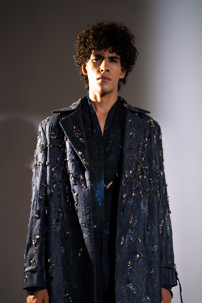 BLUE GALAXY PRINT SHIRT