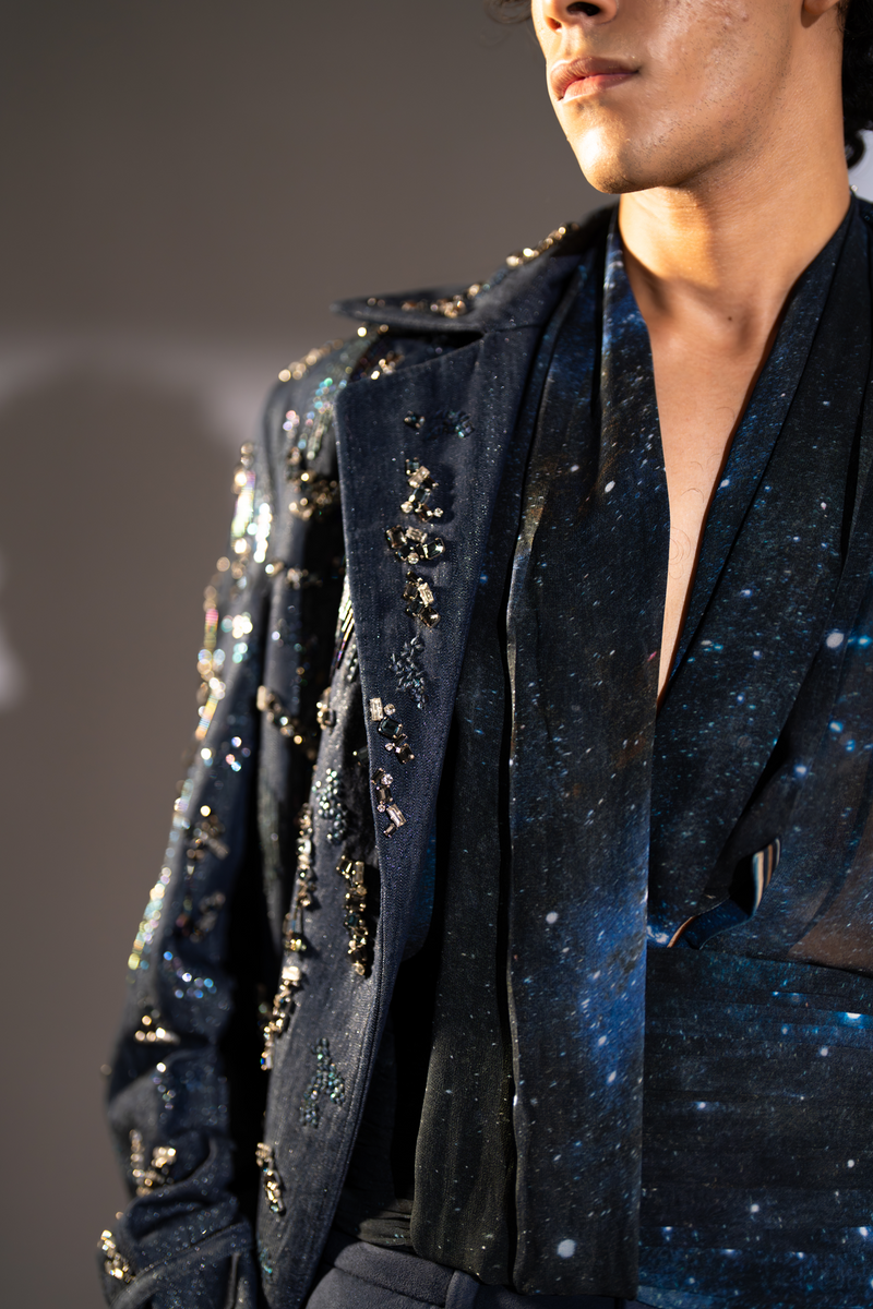 BLUE GALAXY PRINT SHIRT