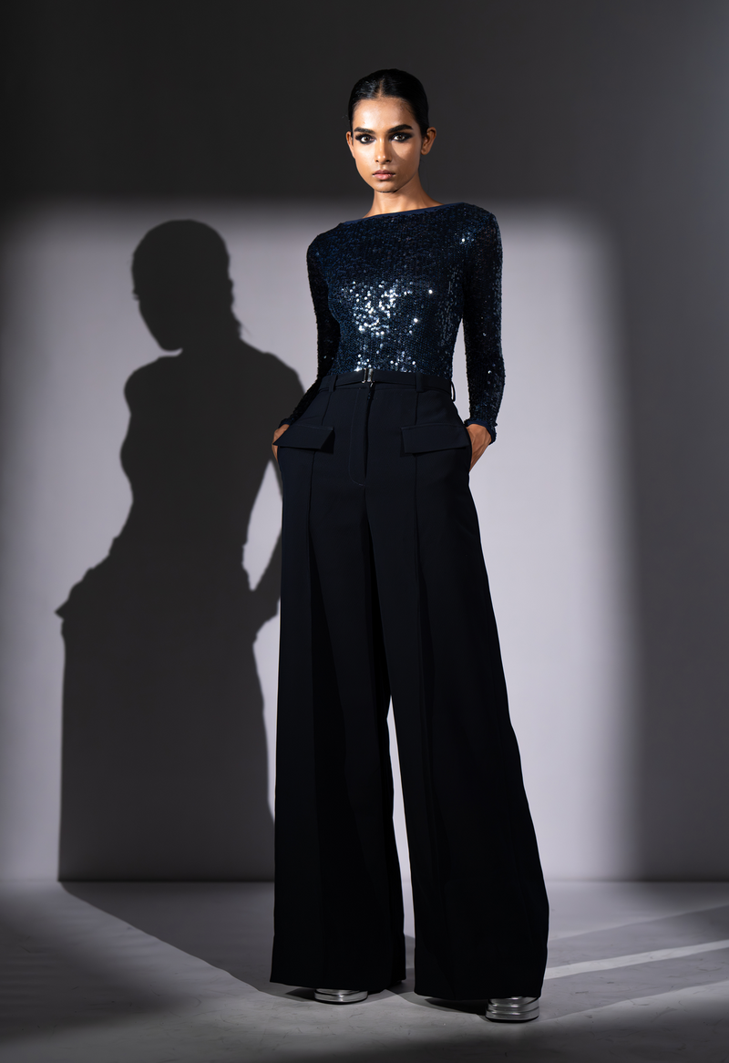 NAVY BLUE PANTS WITH BELT