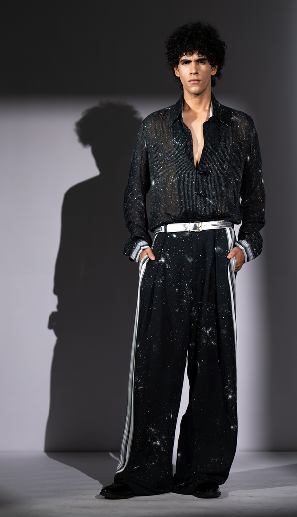 BLACK GALAXY PRINT SHIRT