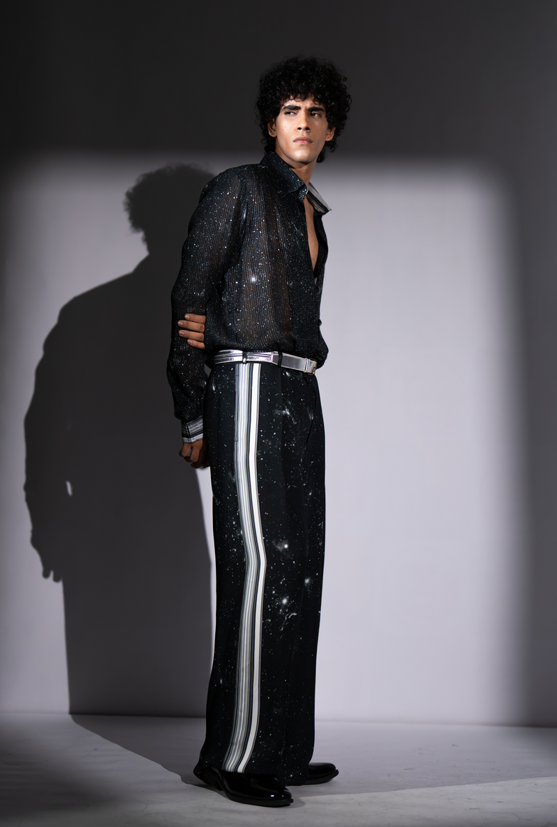 BLACK GALAXY PRINT PANT