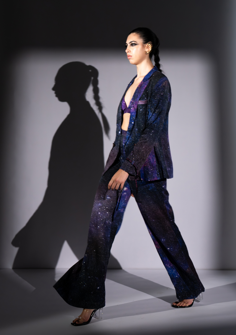 PURPLE GALAXY PRINT PANTSUIT