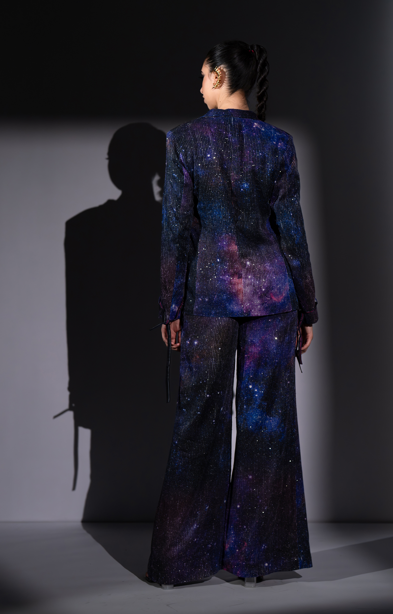 PURPLE GALAXY PRINT PANTSUIT