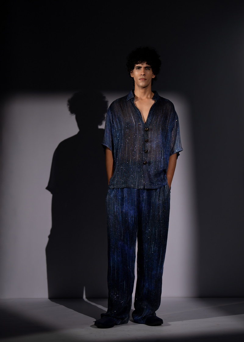 NAVY BLUE METEOR PRINT COORD SET