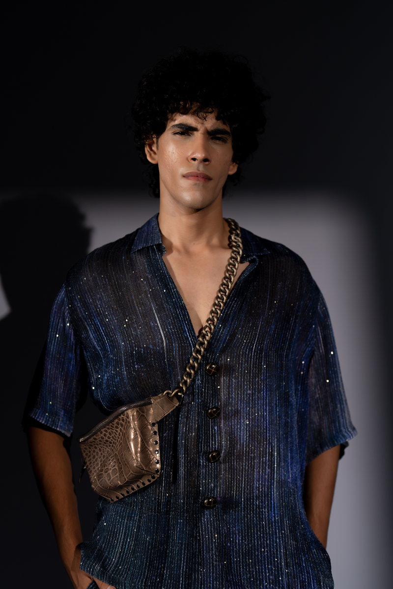 NAVY BLUE METEOR PRINT COORD SET