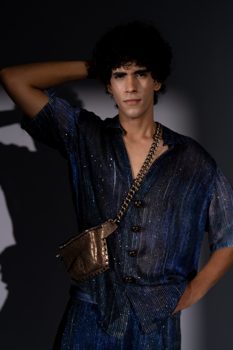 NAVY BLUE METEOR PRINT COORD SET