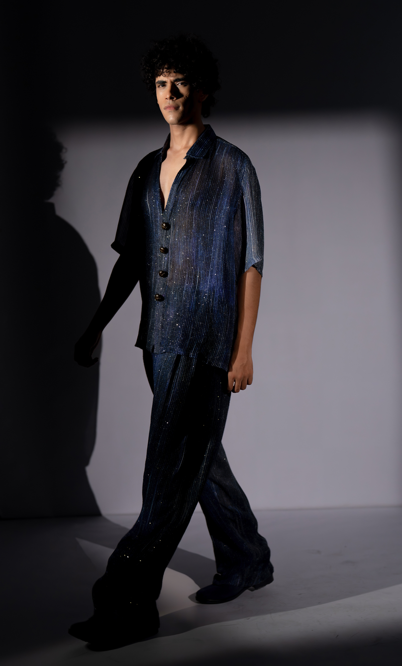 NAVY BLUE METEOR PRINT COORD SET