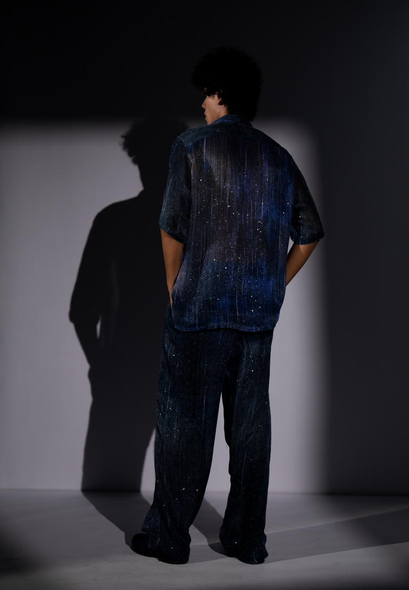 NAVY BLUE METEOR PRINT COORD SET