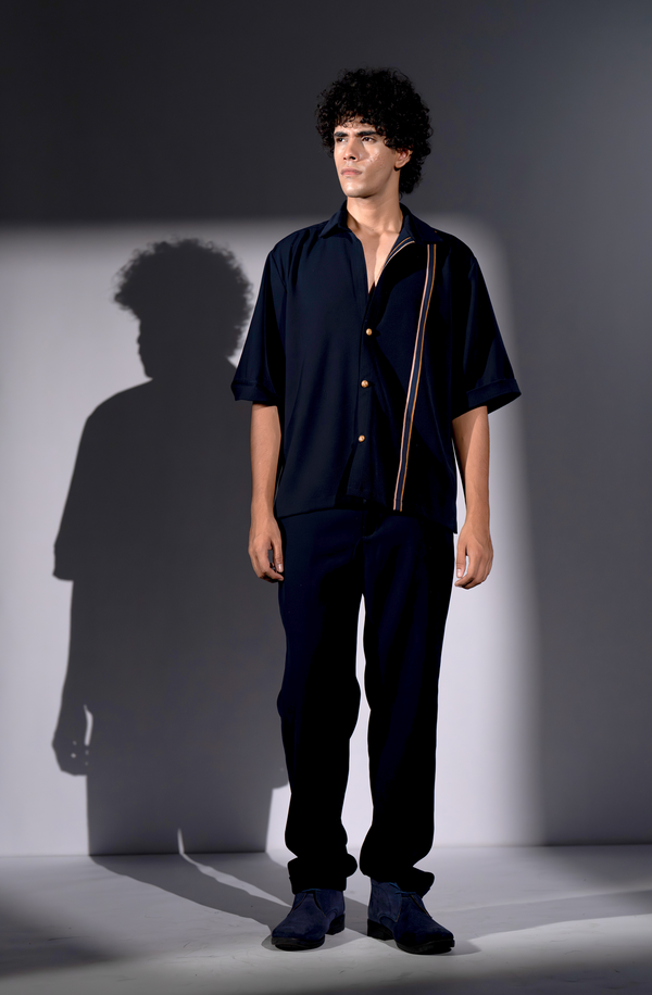 NAVY BLUE COORD SET WITH STRIPE DETAIL