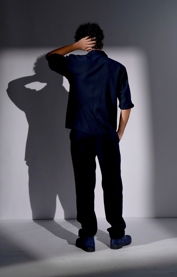 NAVY BLUE COORD SET WITH STRIPE DETAIL