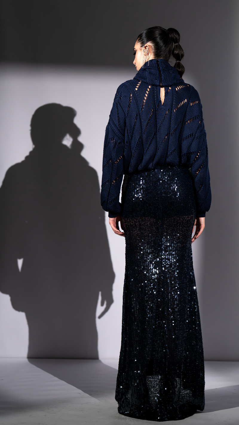 NAVY BLUE SHEETED SKIRT