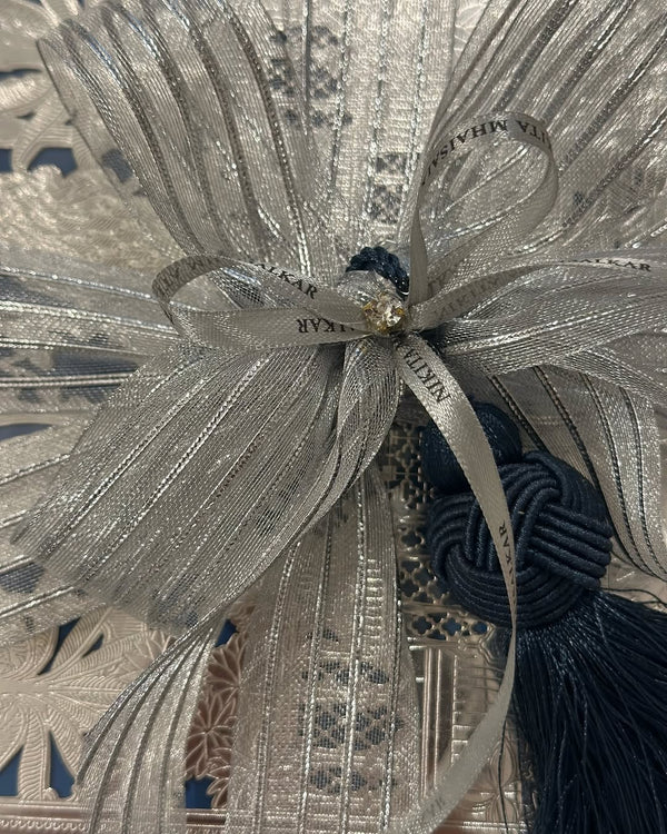 SIGNATURE BLUE AND SILVER METAL FILIGREE GIFT BOX