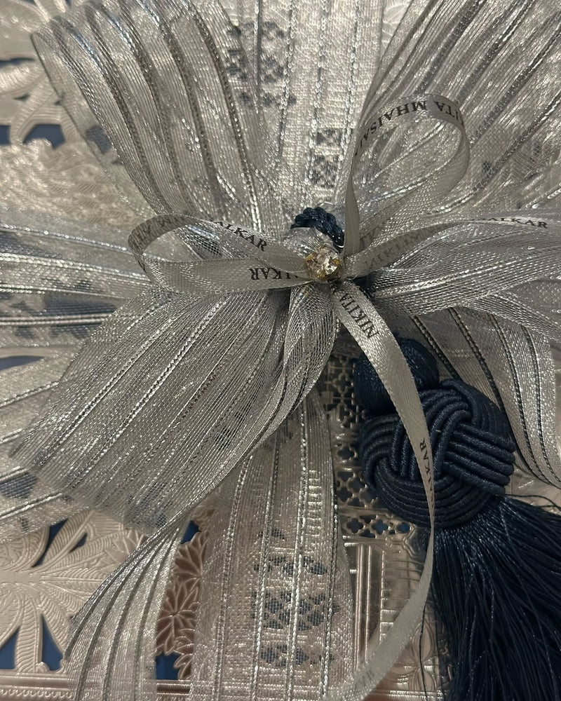 SIGNATURE BLUE AND SILVER METAL FILIGREE GIFT BOX
