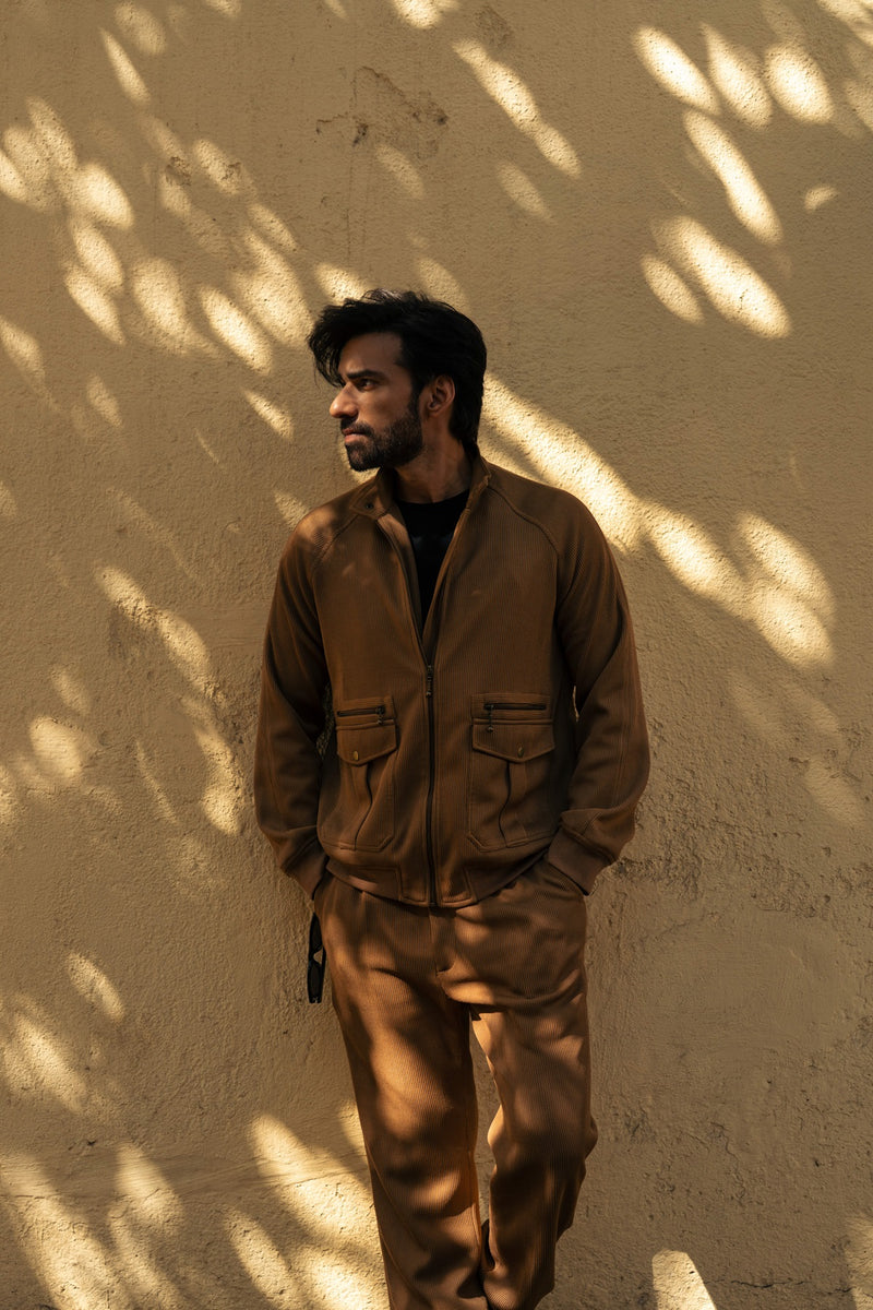 AVINASH TIWARY IN BROWN KNIT JACKET & TROUSERS