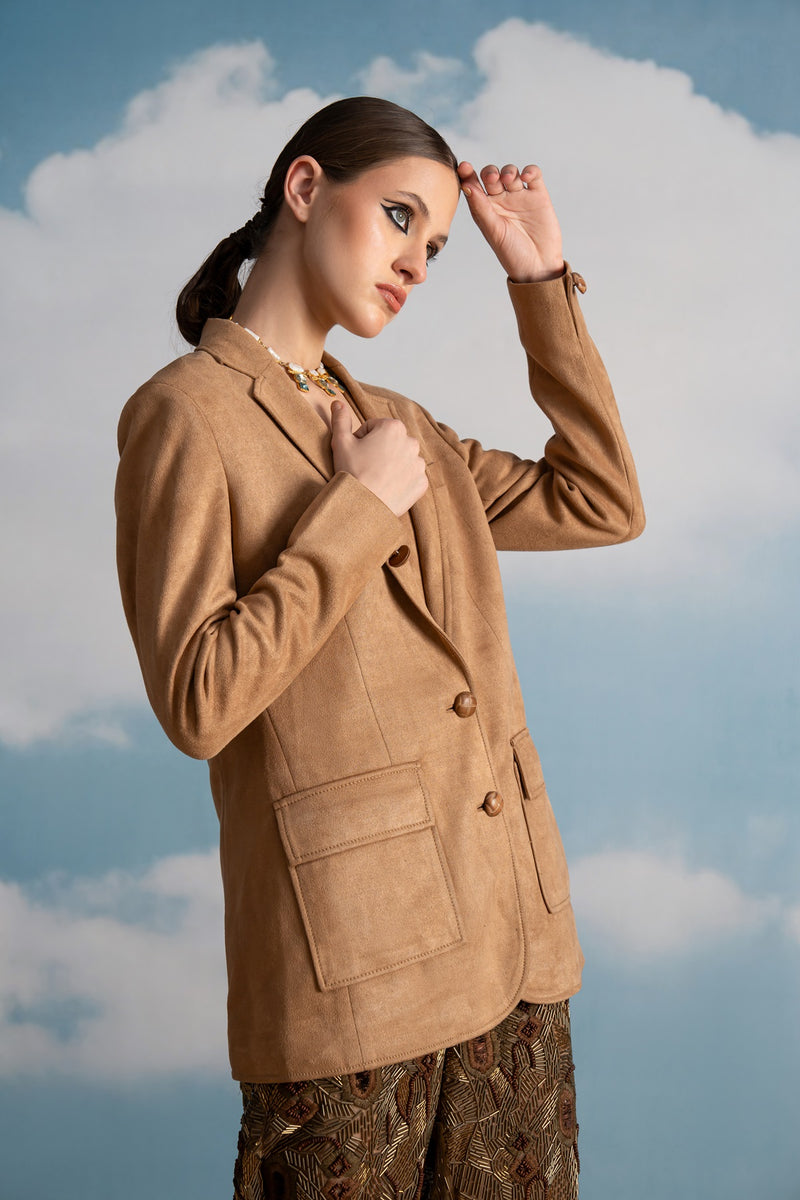 BEIGE SUEDE JACKET WITH WAISTCOAT