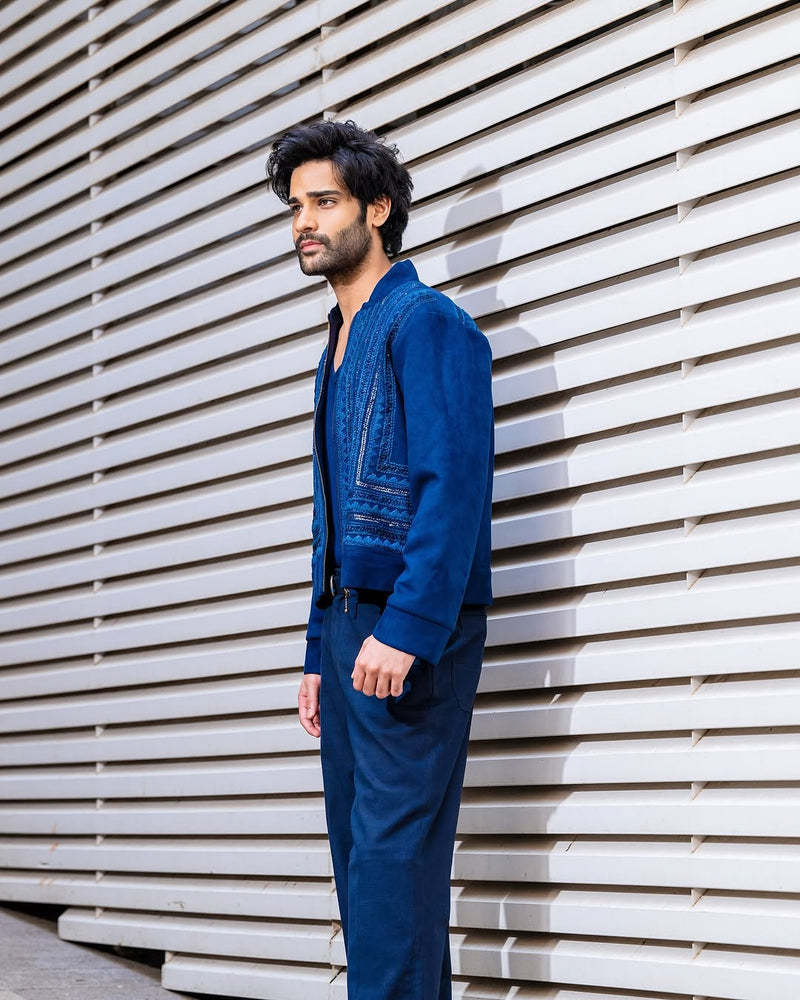 AAMAN DEVGAN IN NAVY BLUE BYZANTINE EMBROIDERED JACKET