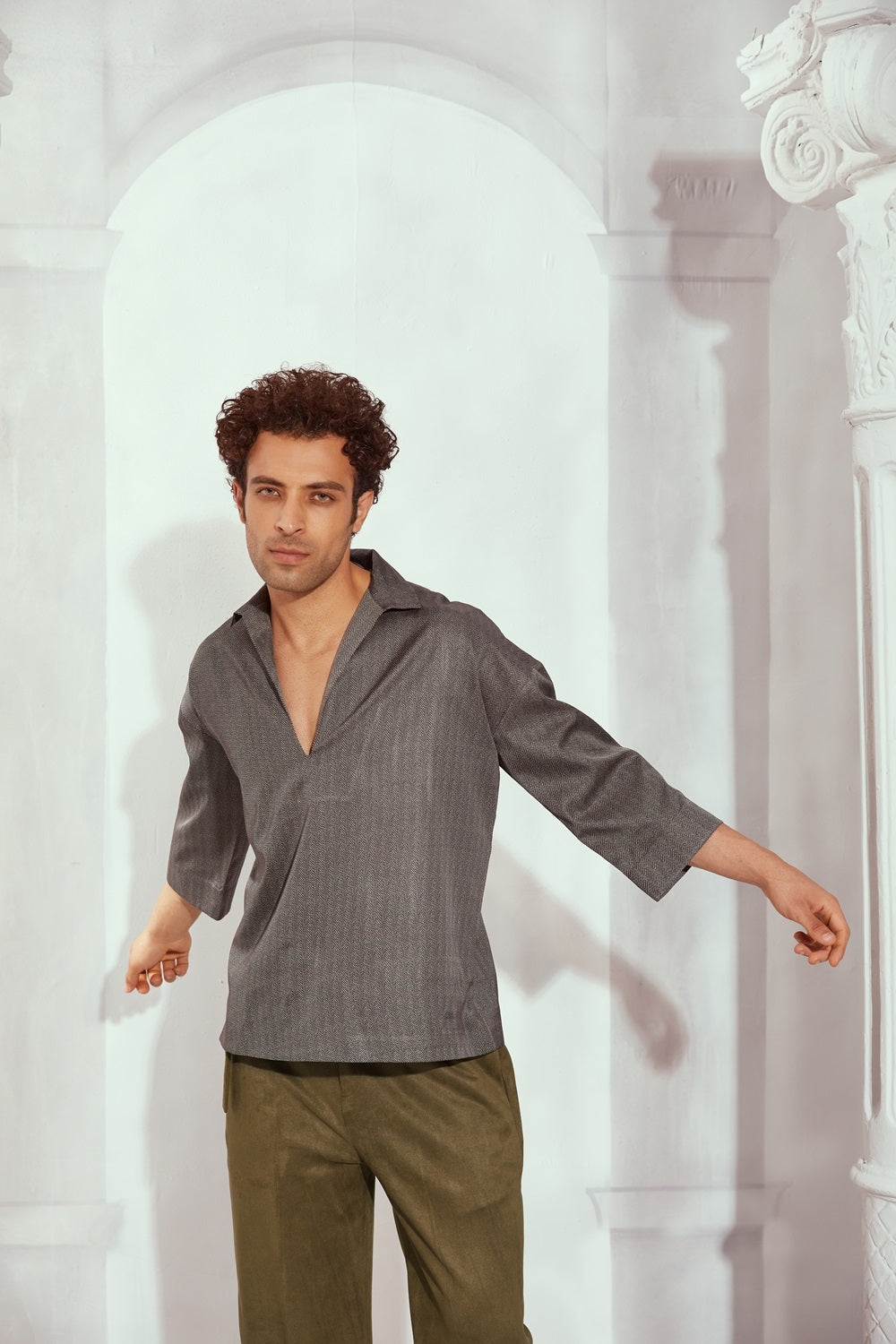 Olive Suede Baggy Trousers – Nikita Mhaisalkar