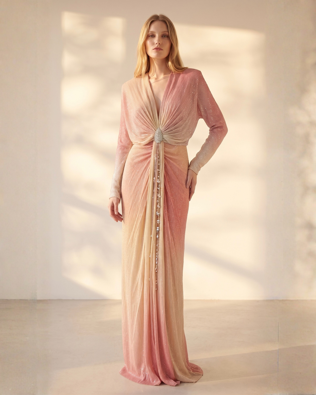 ROSE DIFFUSED PRINT DRAPED DRESS – Nikita Mhaisalkar
