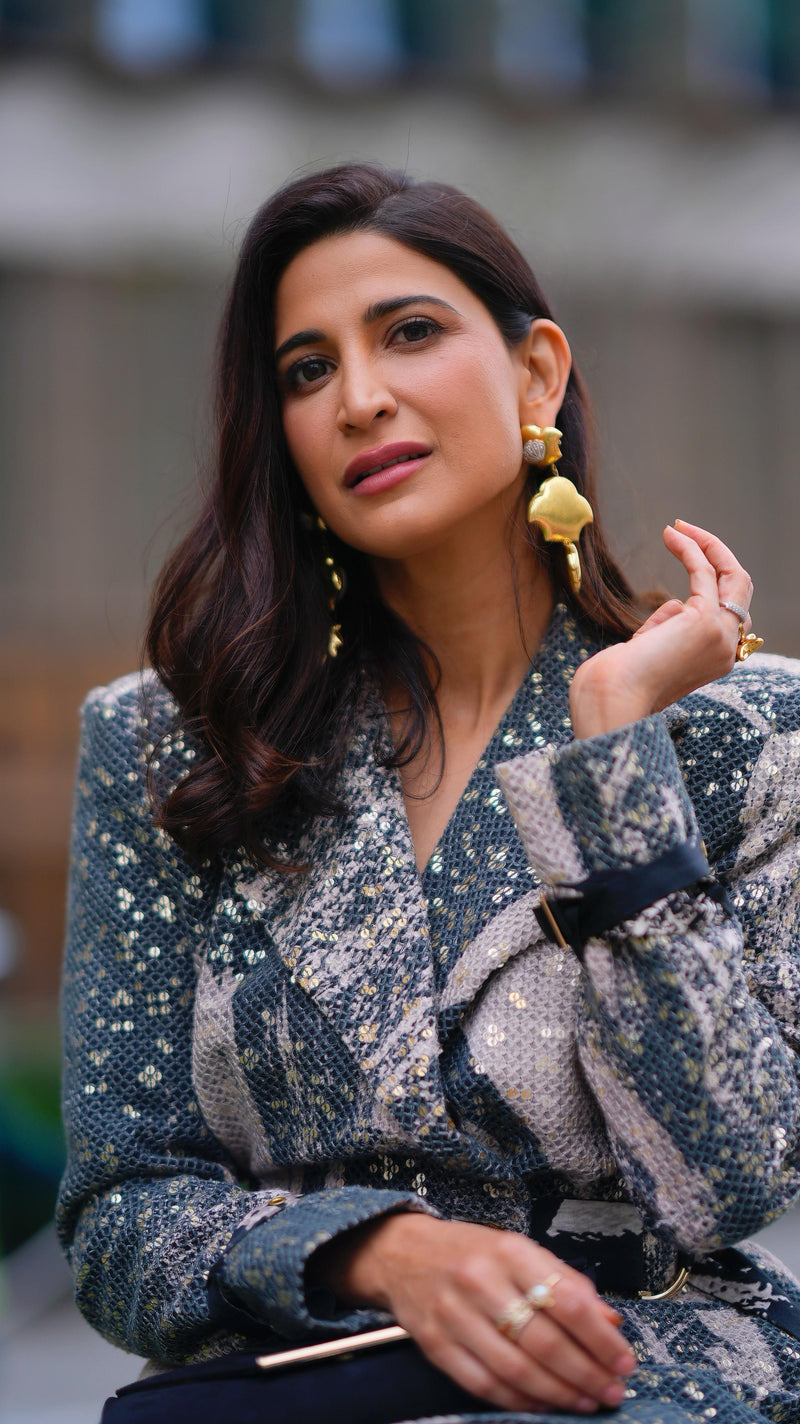 AAHANA KUMRA IN BLACK & WHITE STROKE PRINT PANTSUIT SET