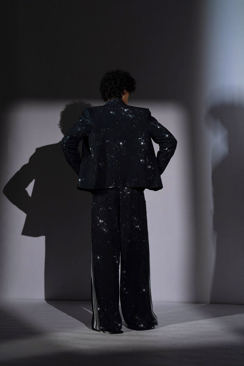 BLACK GALAXY PRINT BLAZER