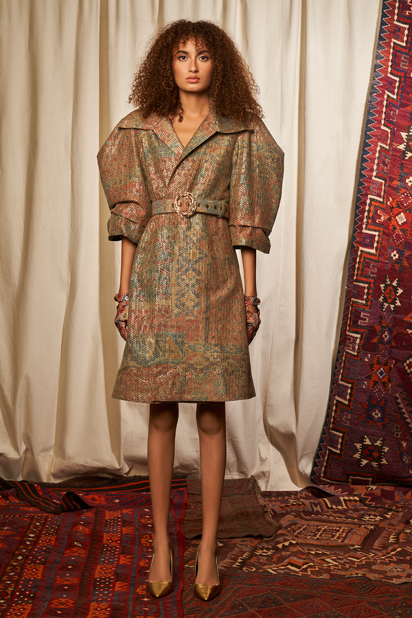 Carpet Print Sequined Jacket Dress