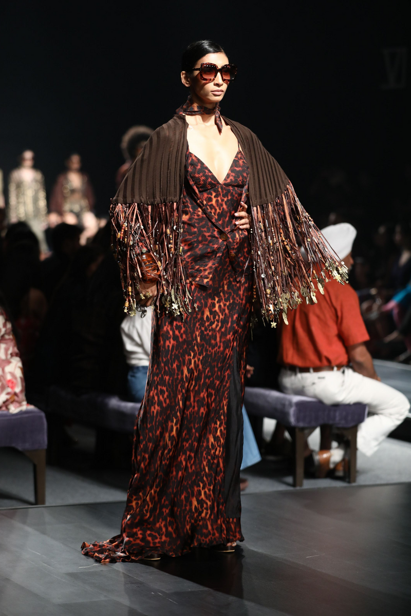 Chocolate Brown Woven Knit Shoulder Cape With Hand Made Fringes