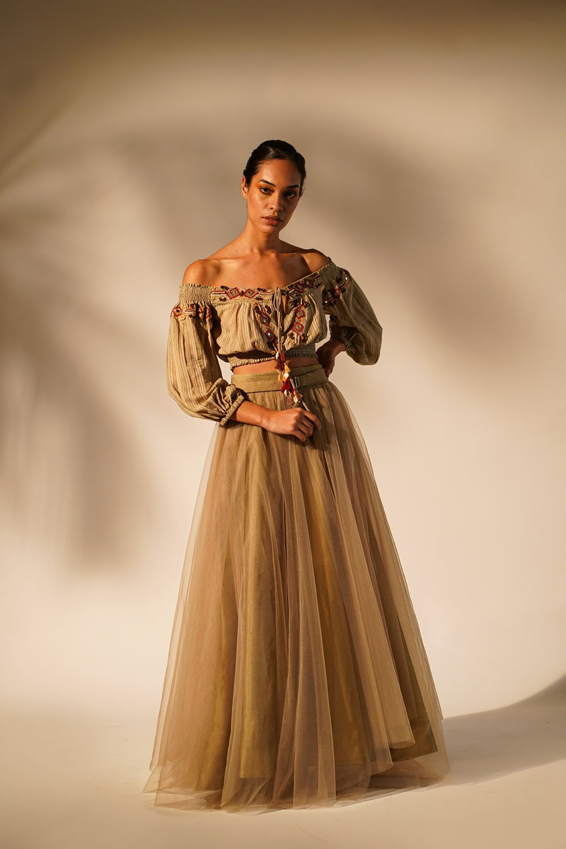 Beige Tulle Skirt – Nikita Mhaisalkar