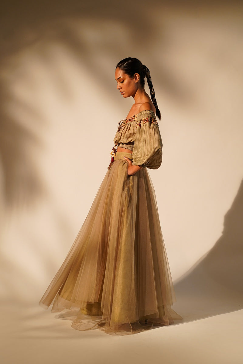 Beige Tulle Skirt – Nikita Mhaisalkar
