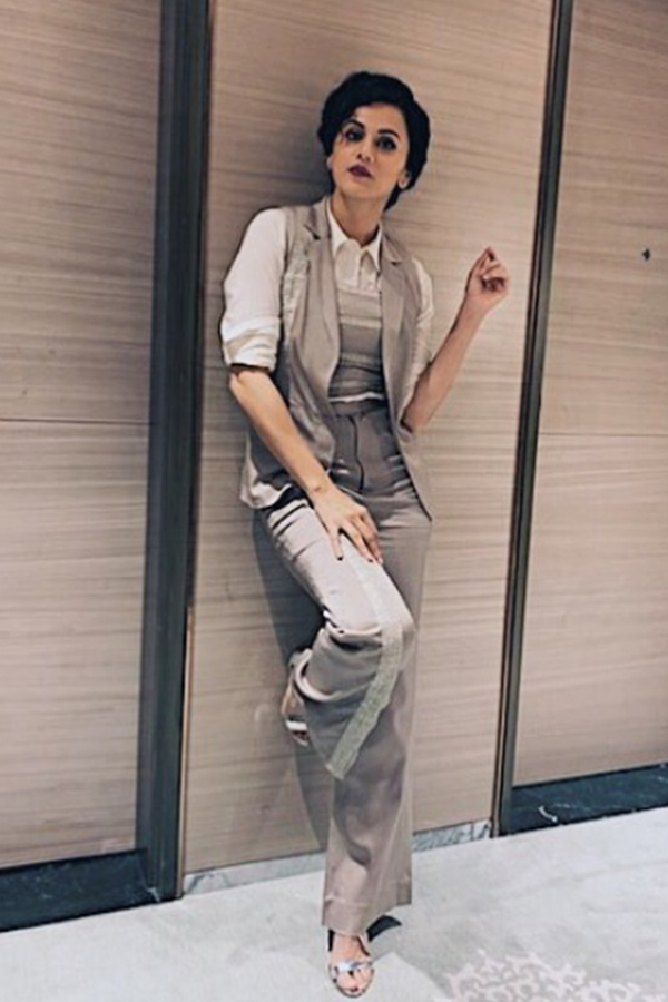 Taapsee Pannu In Ash Pant Suit