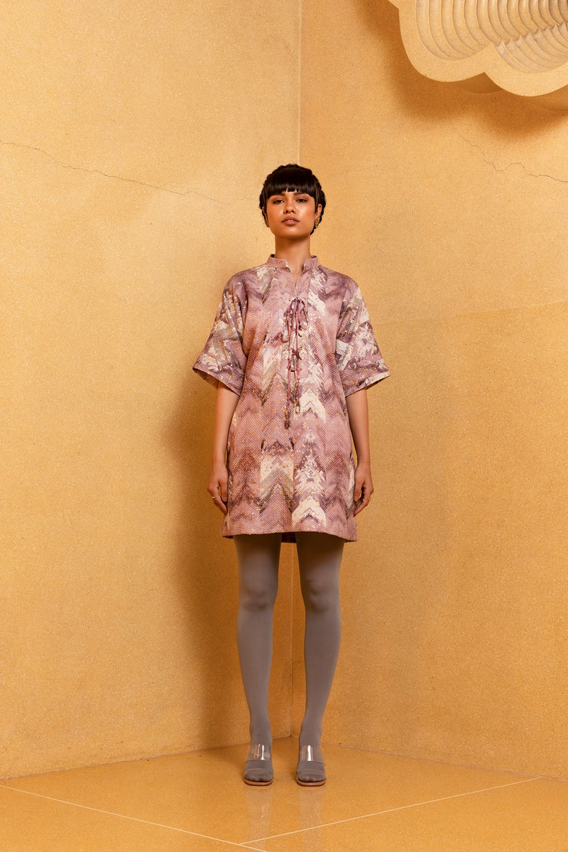 Lilac Floss Print Box Dress