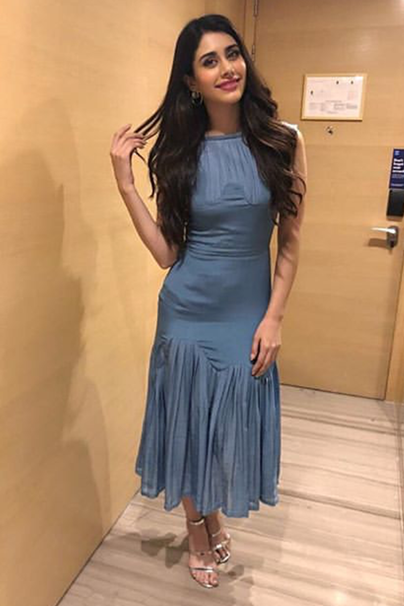 Warina Hussain In Powder Blue Wave Dress
