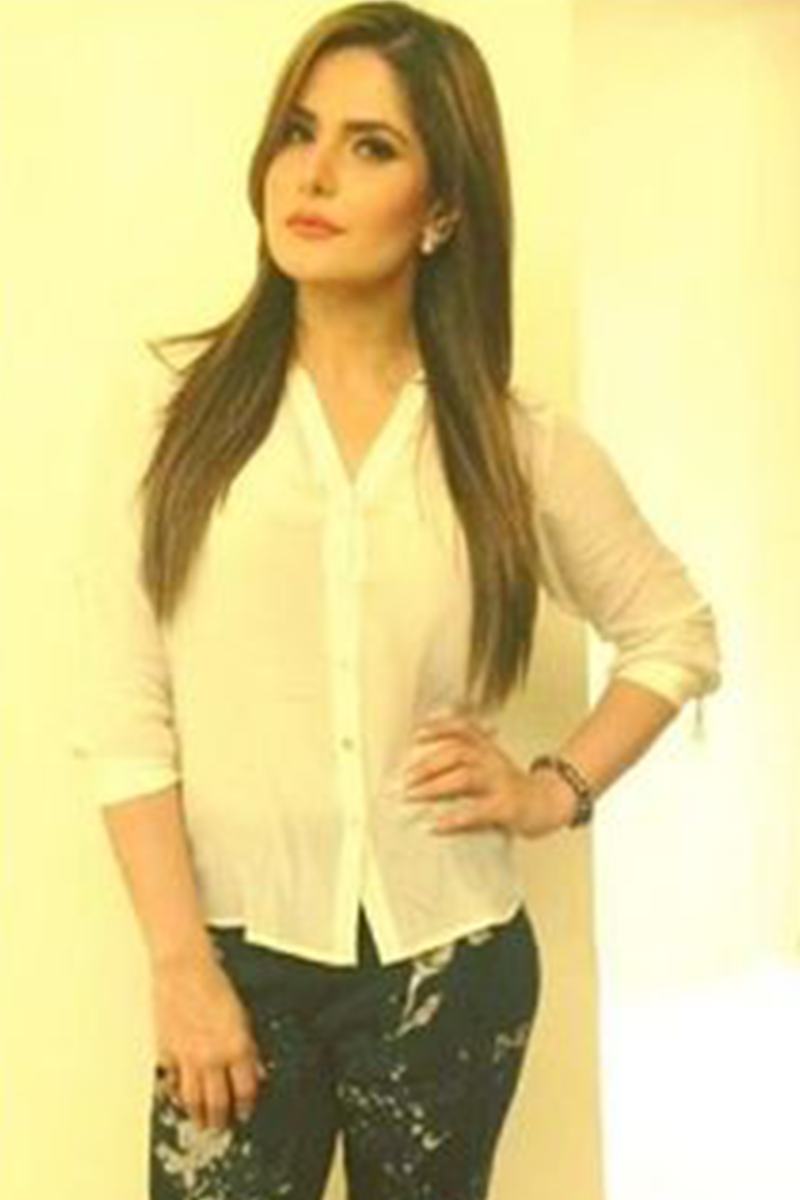 Zarine Khan In Noir Pants & White Crepe Blouse
