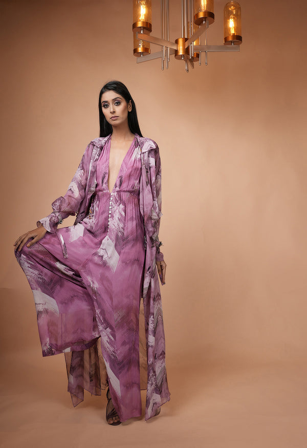 Lilac Floss Print Jumpsuit