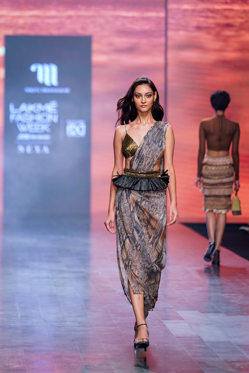 Natural Python Print Drape Saree – Nikita Mhaisalkar