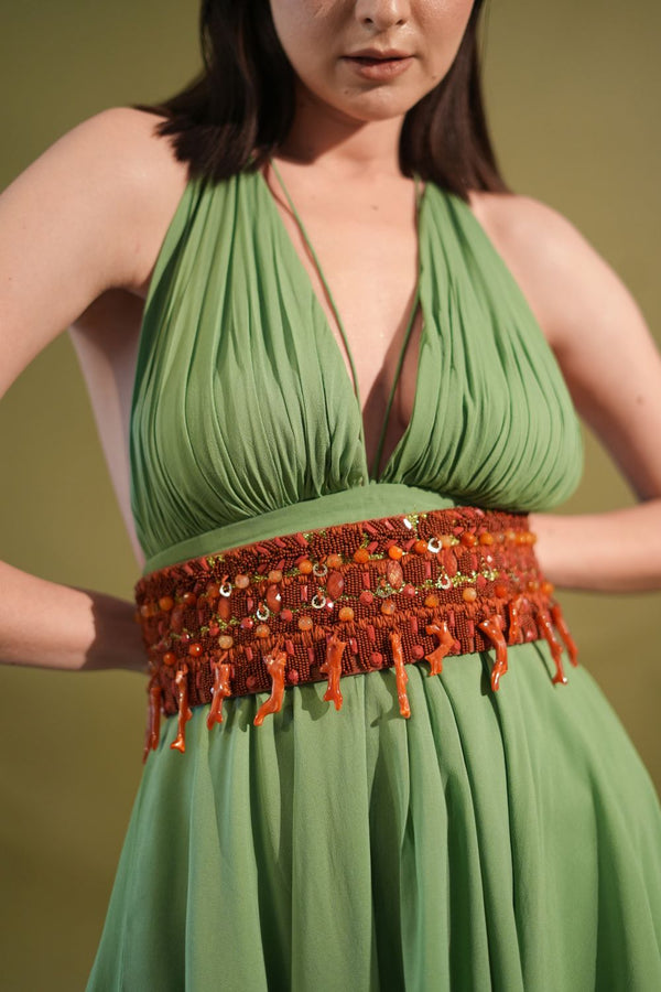 Belt With Coral Embellishment