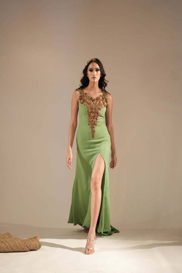 Jade Maxi With Aced Gold Embellishment